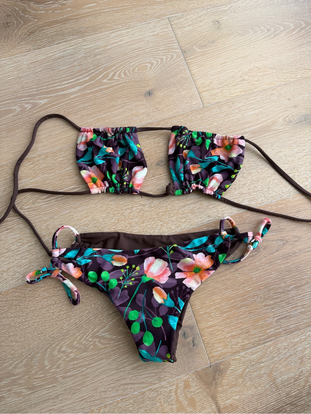 San Lorenzo Bikini Set Reversible Floral/Brown Size Medium